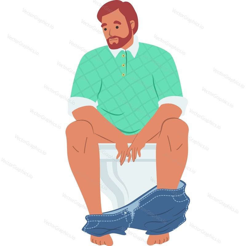 Человек в туалете векторная иконка, изолированная на белом фоне