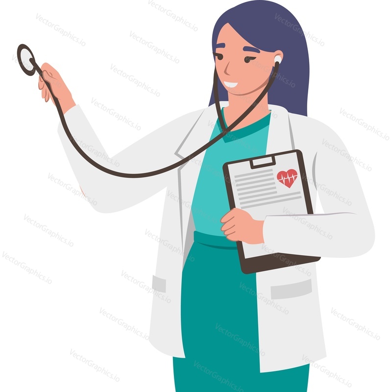 Doctor with stethoscope vector icon isolated on white background
