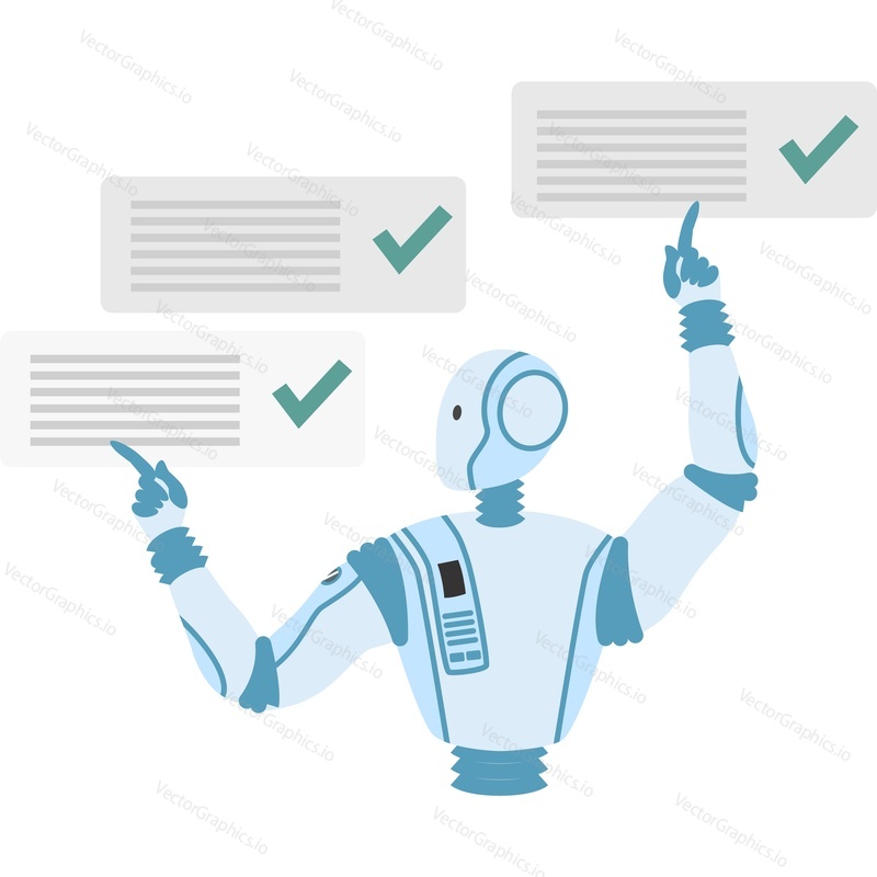 AI robot doing work fast vector icon isolated on white background