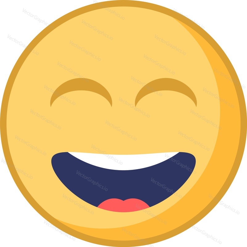 Laughing emoticon vector icon isolated on white background