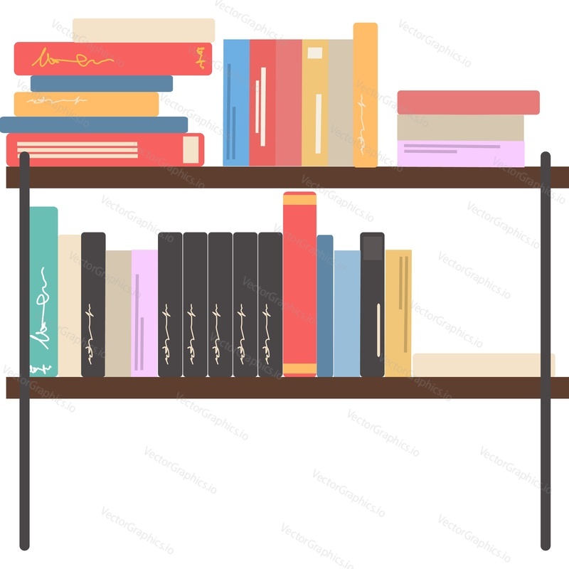 Bookshelves with vintage books vector icon isolated on white background