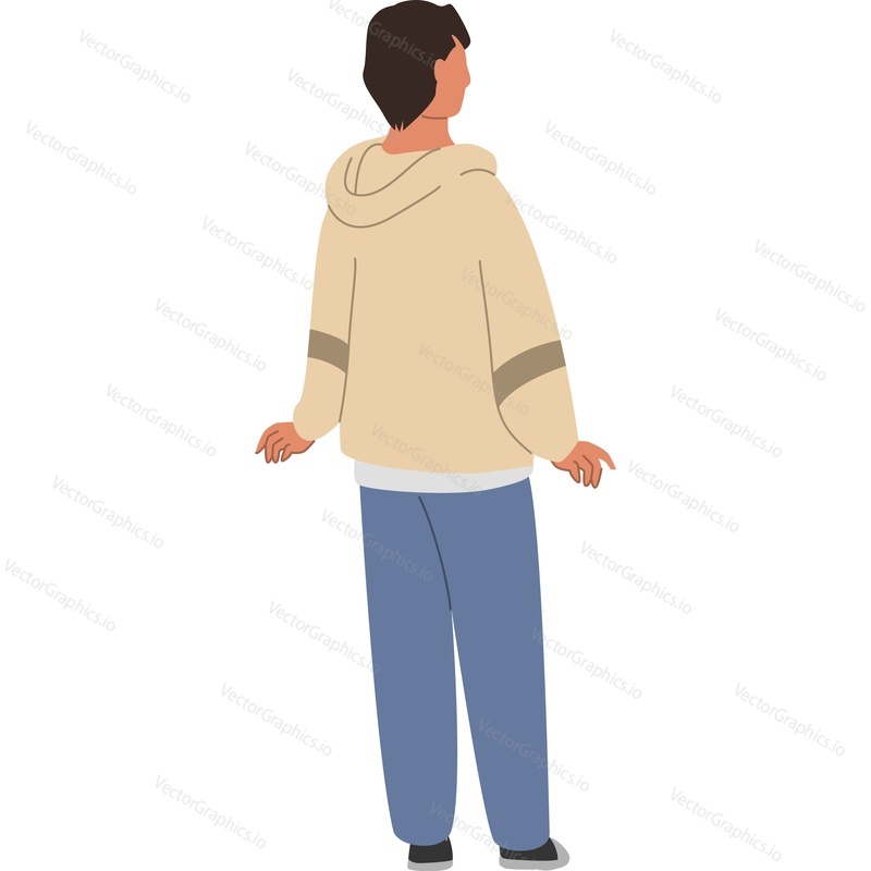 Teenage guy back view vector icon isolated on white background