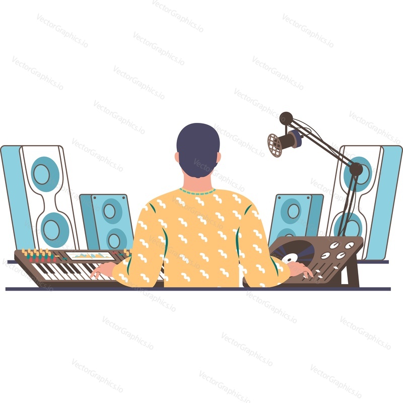 Sound engineer at work vector icon isolated on white background