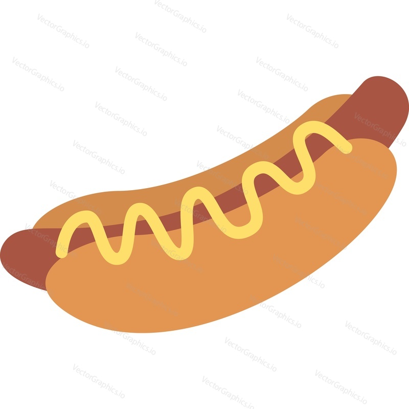 Hot dog unhealthy fast food vector icon isolated on white background.