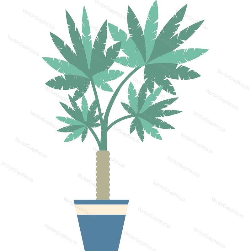 Декоративная пальма в горшке векторная иконка, изолированная на белом фоне