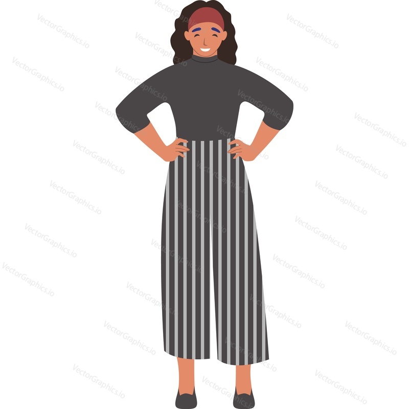 Happy smiling trendy fashion woman vector icon isolated on white background