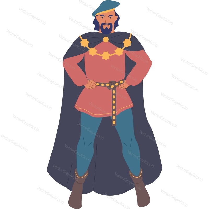 Medieval feudal lord vector icon isolated on white background.