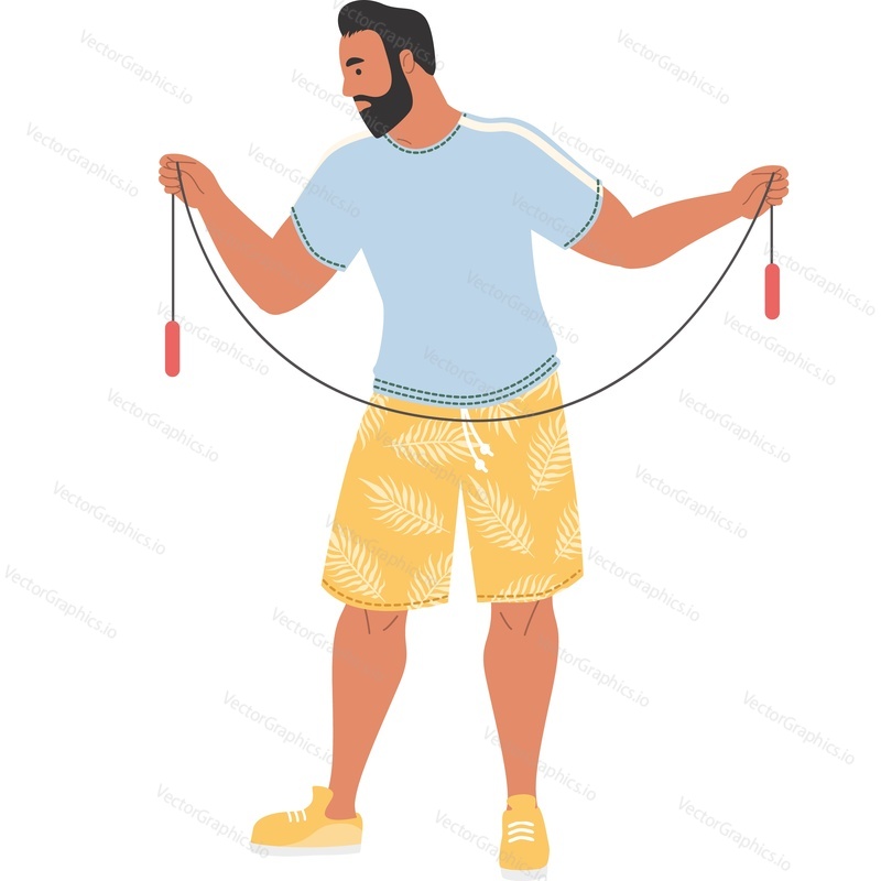 Man with skipping rope vector icon isolated on white background