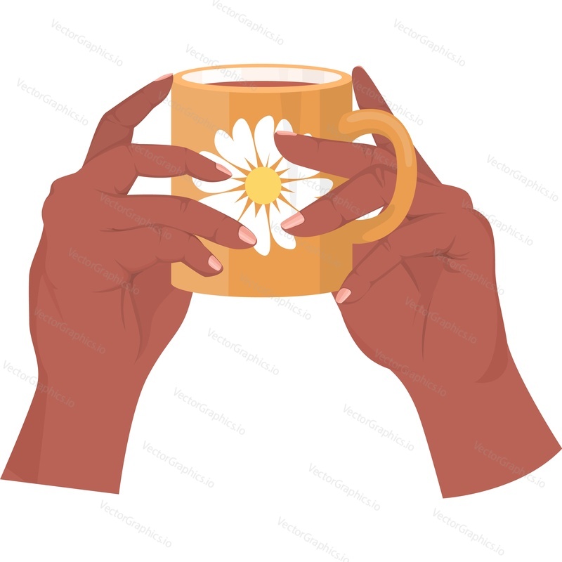 Hand with coffee cup vector icon isolated on white background