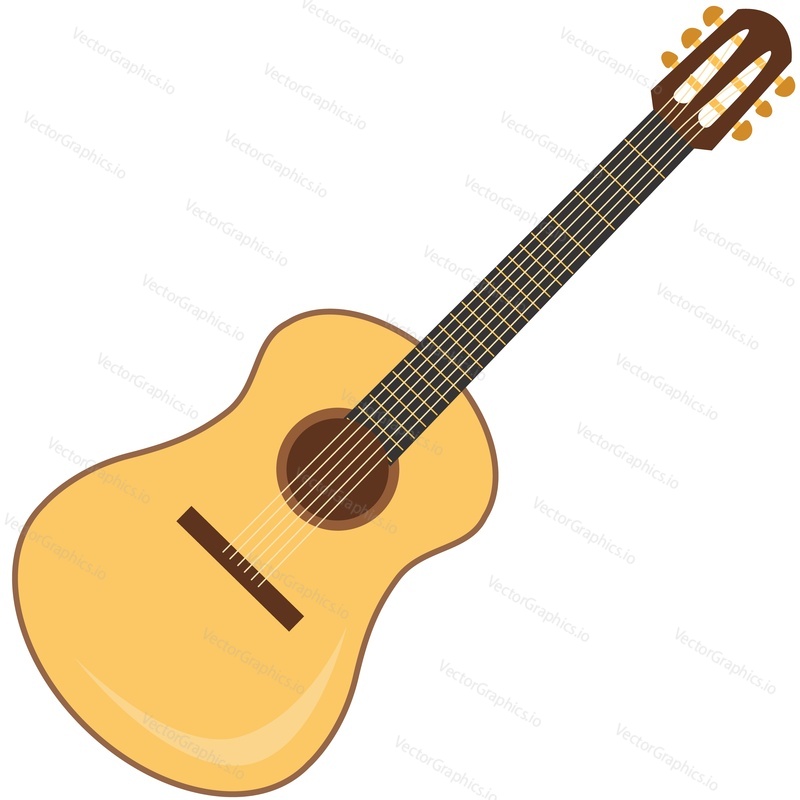 Векторный значок музыкального инструмента акустической гитары, изолированный на белом фоне