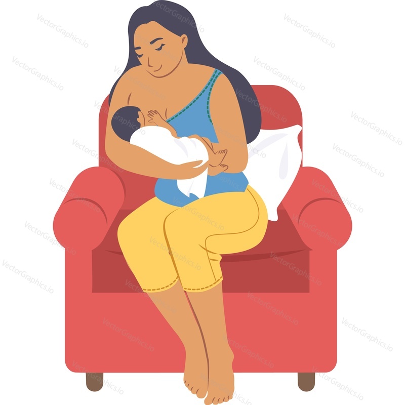 Mother breastfeeding newborn baby vector icon isolated on white background