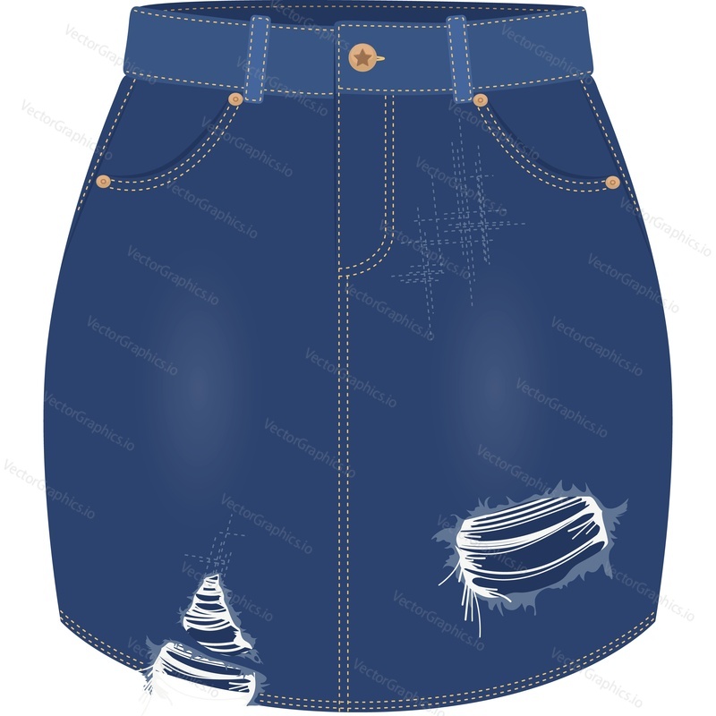 Векторная иконка женской джинсовой мини-юбки, изолированная на белом фоне.