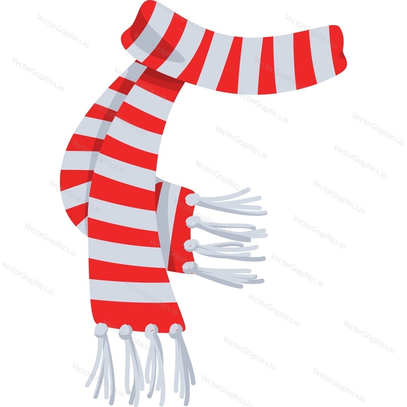 Теплый шарф для празднования Рождества и Нового года векторная иконка, изолированная на белом фоне.