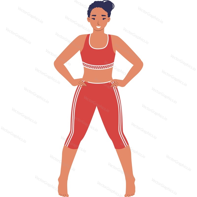 Young woman doing physical exercise vector icon isolated on white background