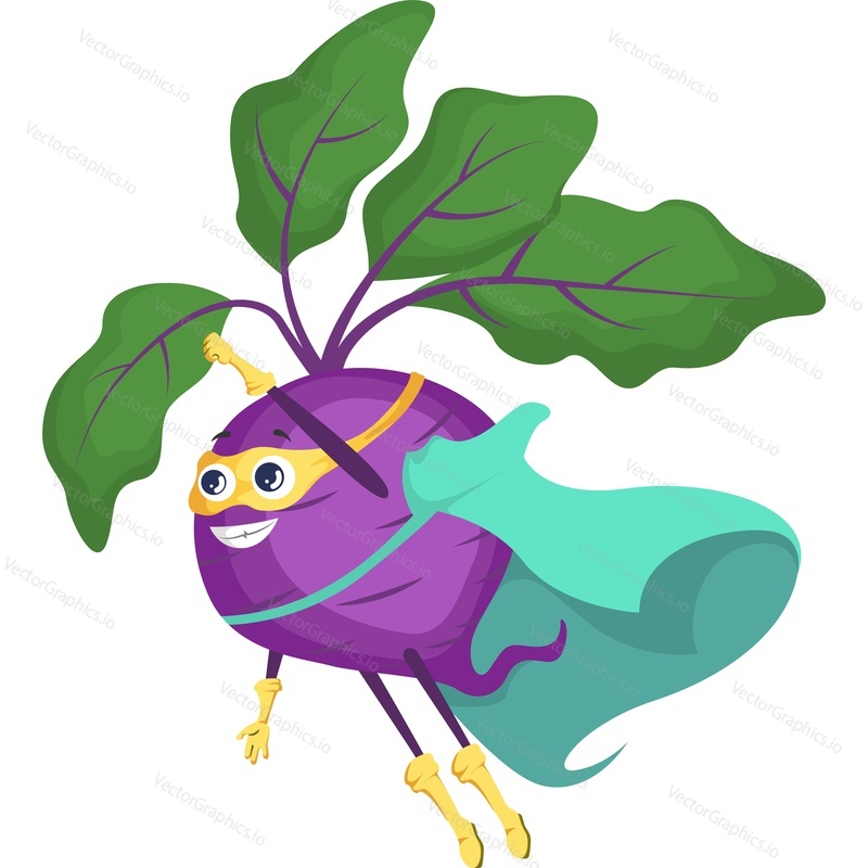 Beet superhero character vector icon isolated on white background.