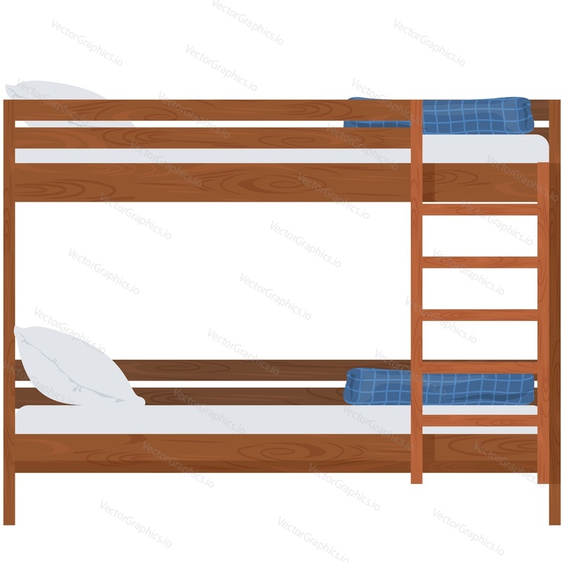 Векторный значок двуспальной кровати в общежитии, изолированный на белом фоне