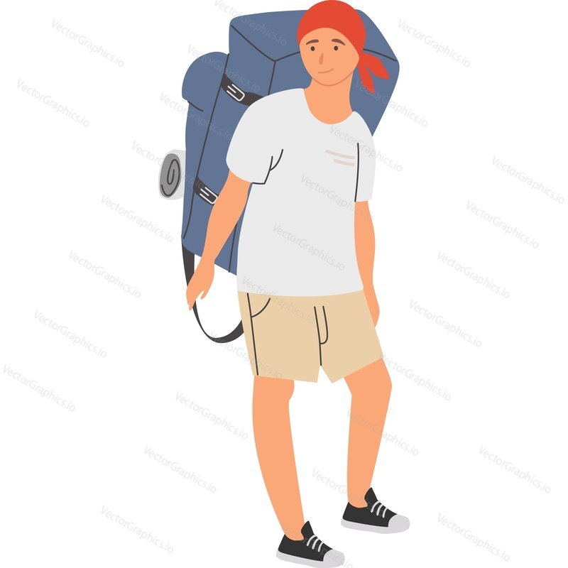 Man backpacker traveling vector icon isolated on white background.