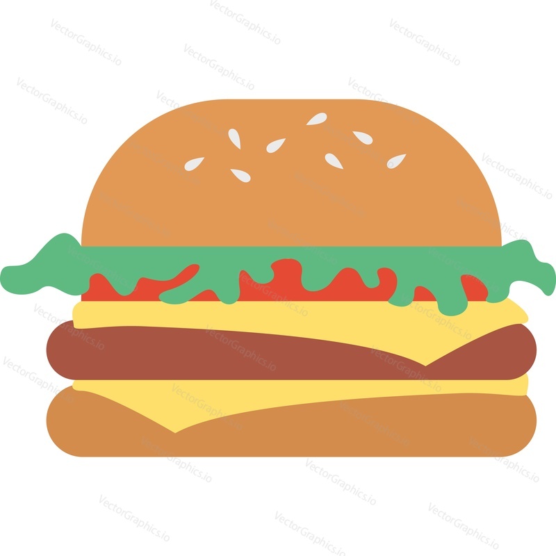 Burger unhealthy fast food vector icon isolated on white background.