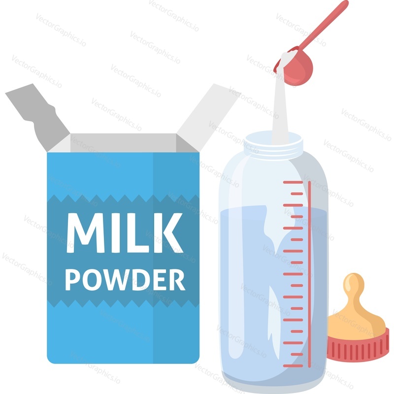 Baby milk preparation from powder vector icon isolated on white background