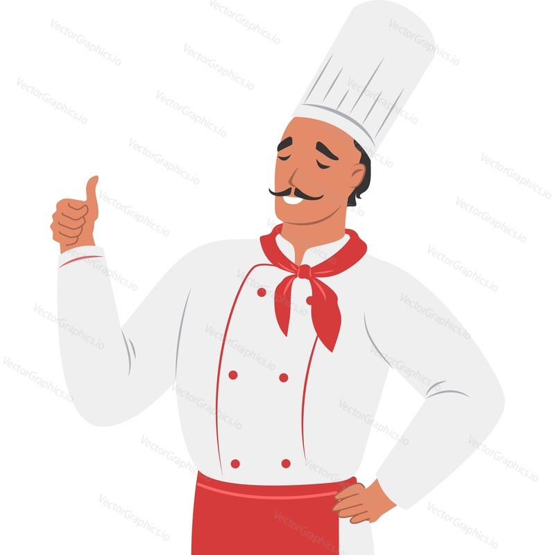 Man chef cook gesturing approve thumbsup sign vector icon isolated on white background