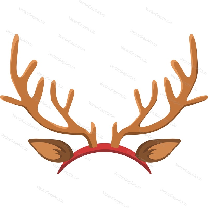 Повязка на голову с оленем для празднования Рождества и Нового года векторная иконка, изолированная на белом фоне.