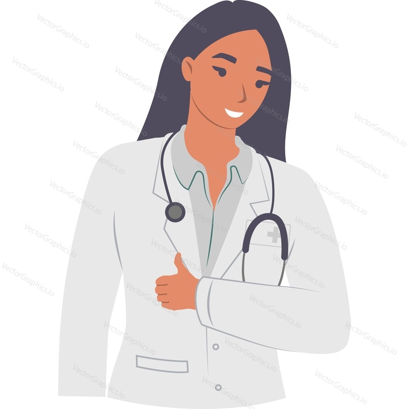 Женщина-врач терпеливо слушает векторную иконку, изолированную на белом фоне