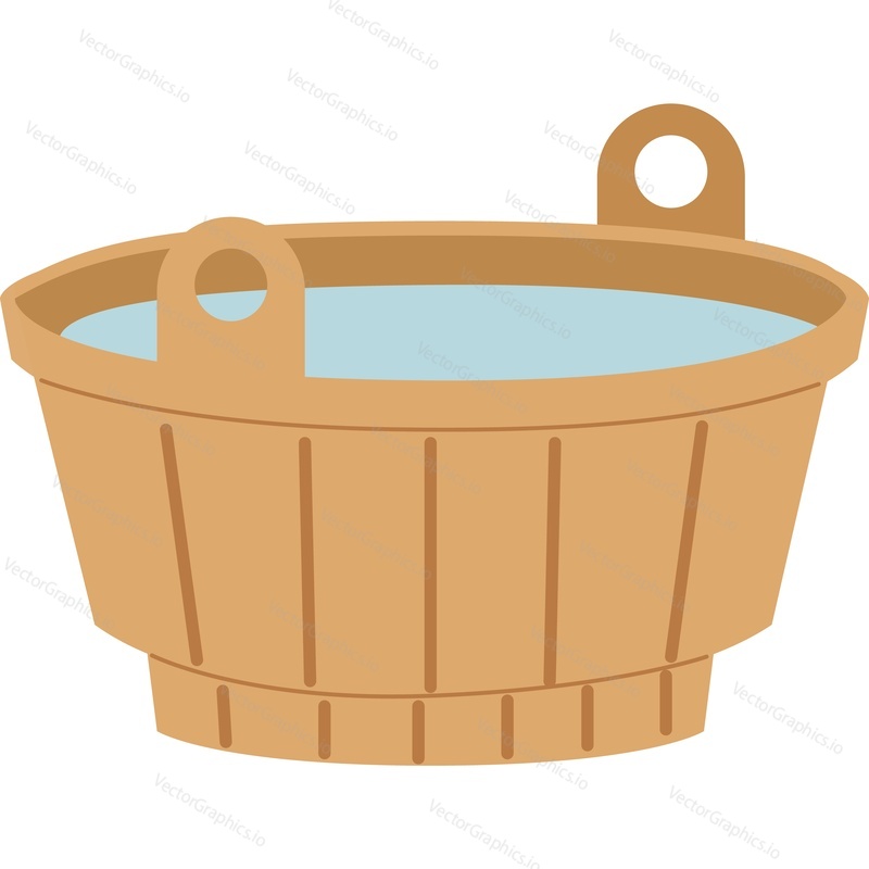 Tub with refreshing water sauna equipment vector icon isolated on white background.