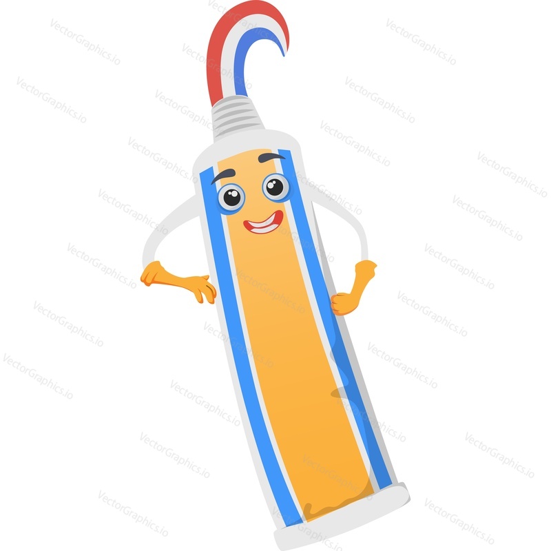 Happy toothpaste tube character vector icon isolated on white background