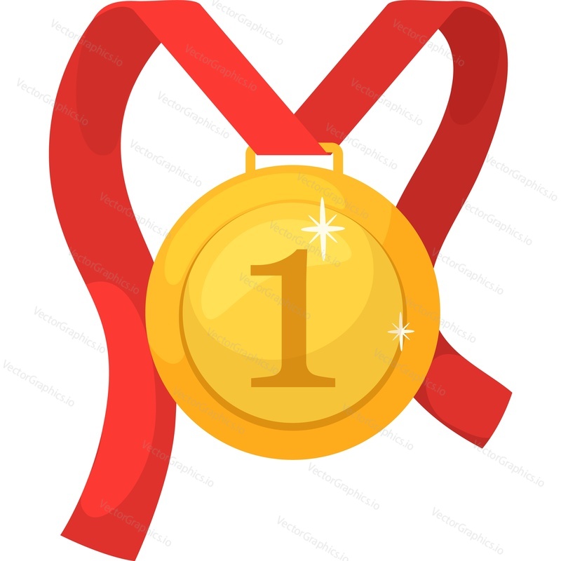 Награда золотая медаль для победителя векторная иконка чемпиона, выделенная на белом фоне