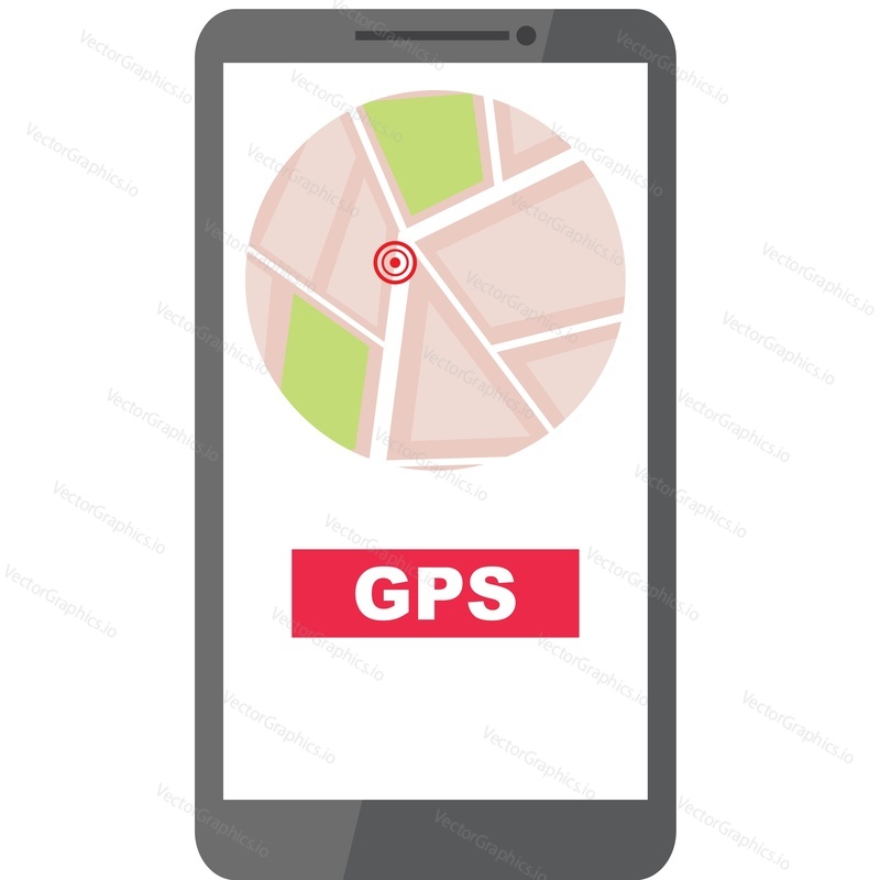 GPS tracker on smartphone vector icon isolated on white background