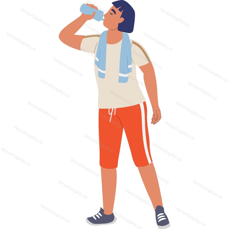 Athlete man drinking water vector icon isolated background.