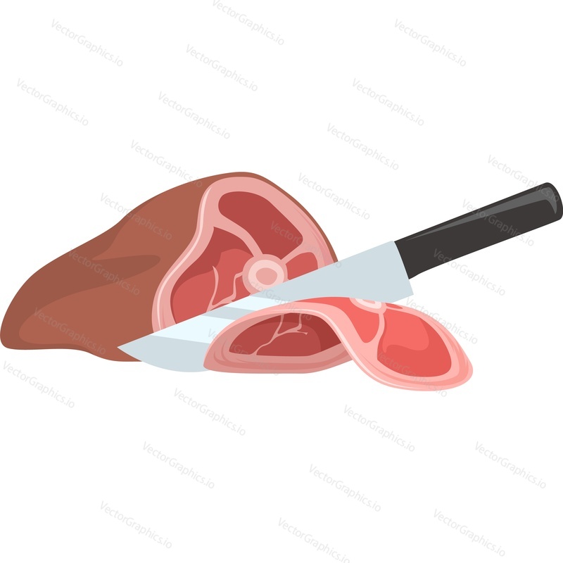 Knife cutting meat vector icon isolated on white background