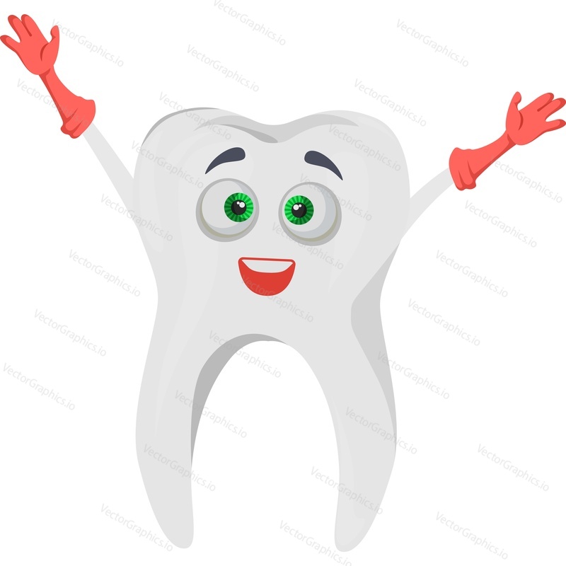 Happy healthy tooth jumping vector icon isolated on white background
