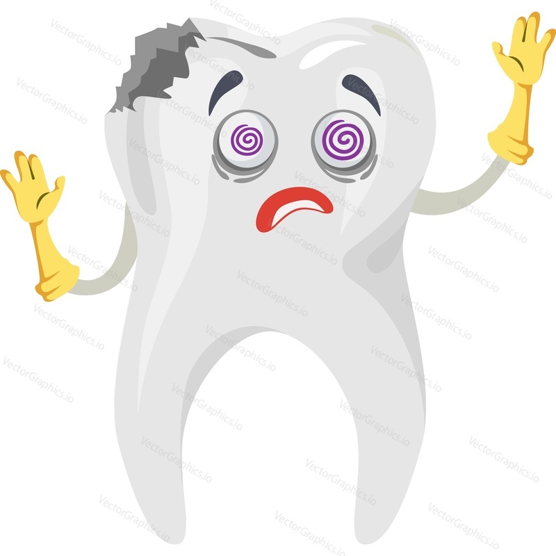 Sick tooth with caries hole vector icon isolated on white background
