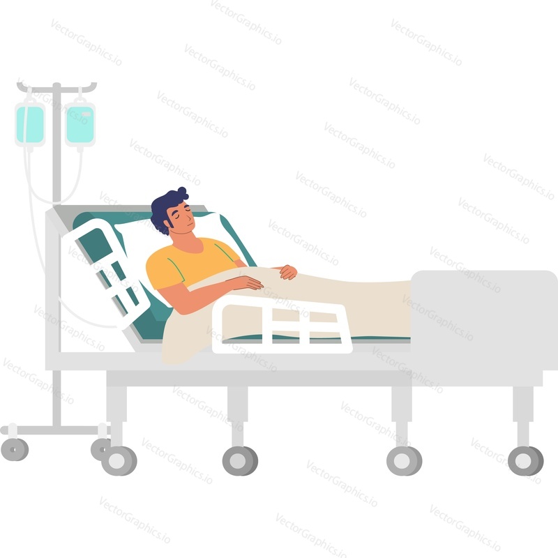 Пациент в больничной палате векторный значок, изолированный на белом фоне