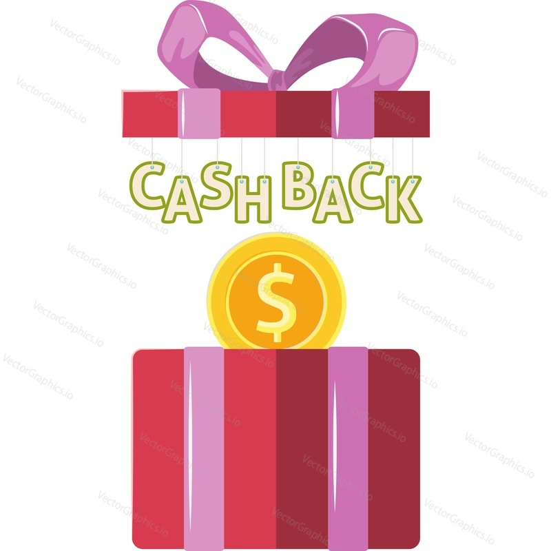 Cashback bonus gift box vector icon isolated on white background