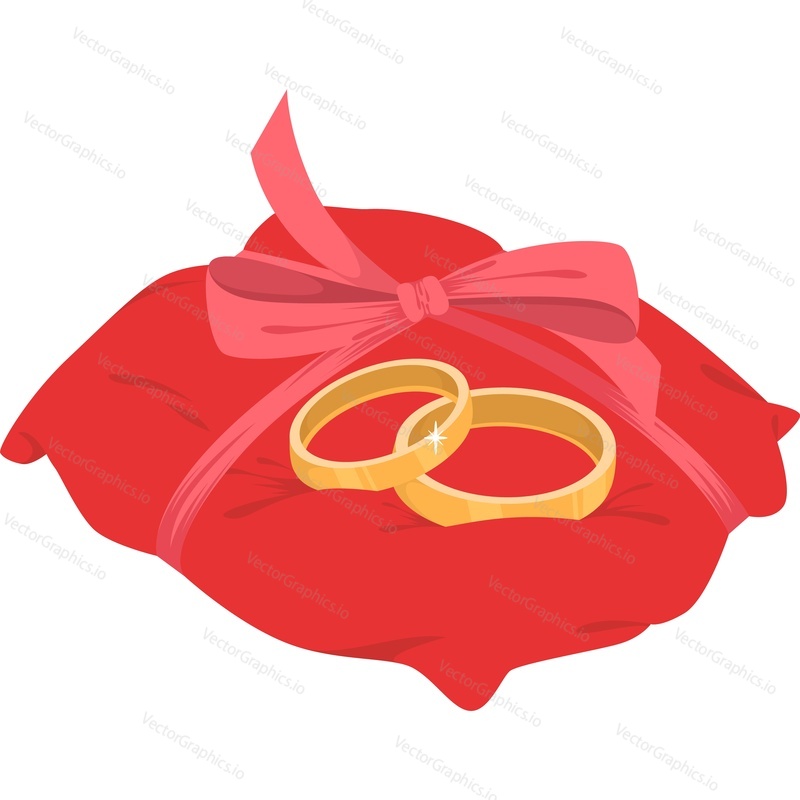 Wedding rings on soft cushion vector icon isolated on white background
