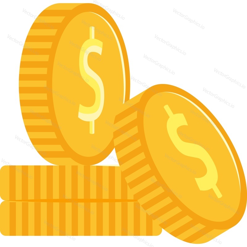 Golden money coin pile vector icon isolated on white background