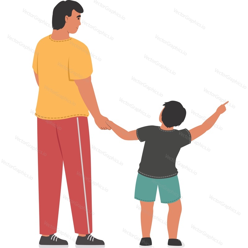 Father and son walking vector icon isolated on white background
