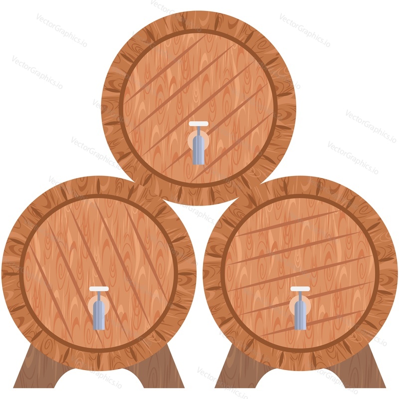 Wooden wine barrels vector icon isolated on white background