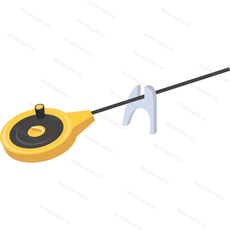 Spinning rod with spool of fishing line vector icon isolated on white background