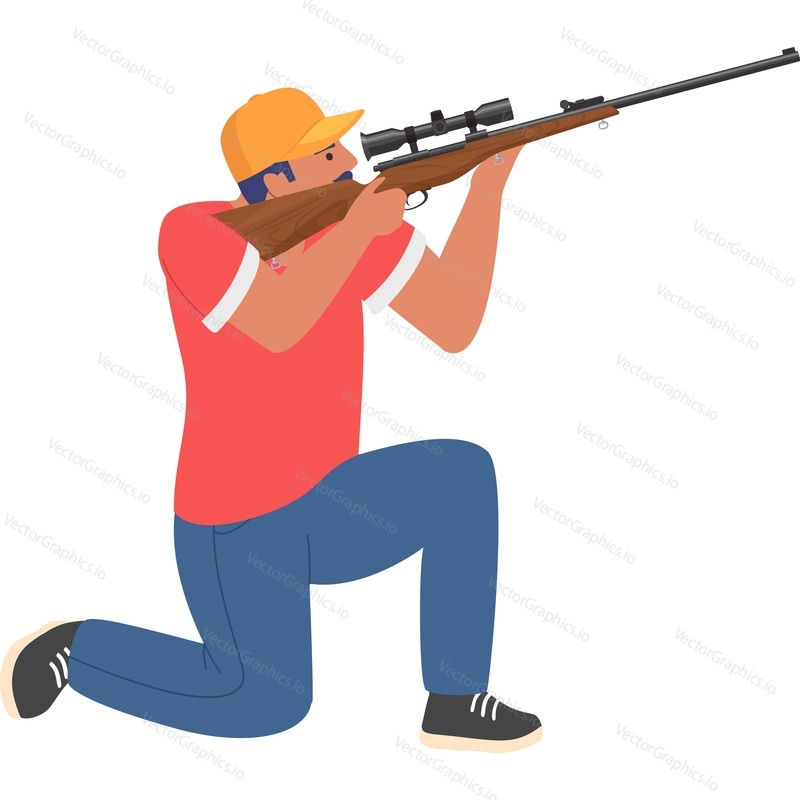 Man shooting from shotgun vector icon isolated on white background