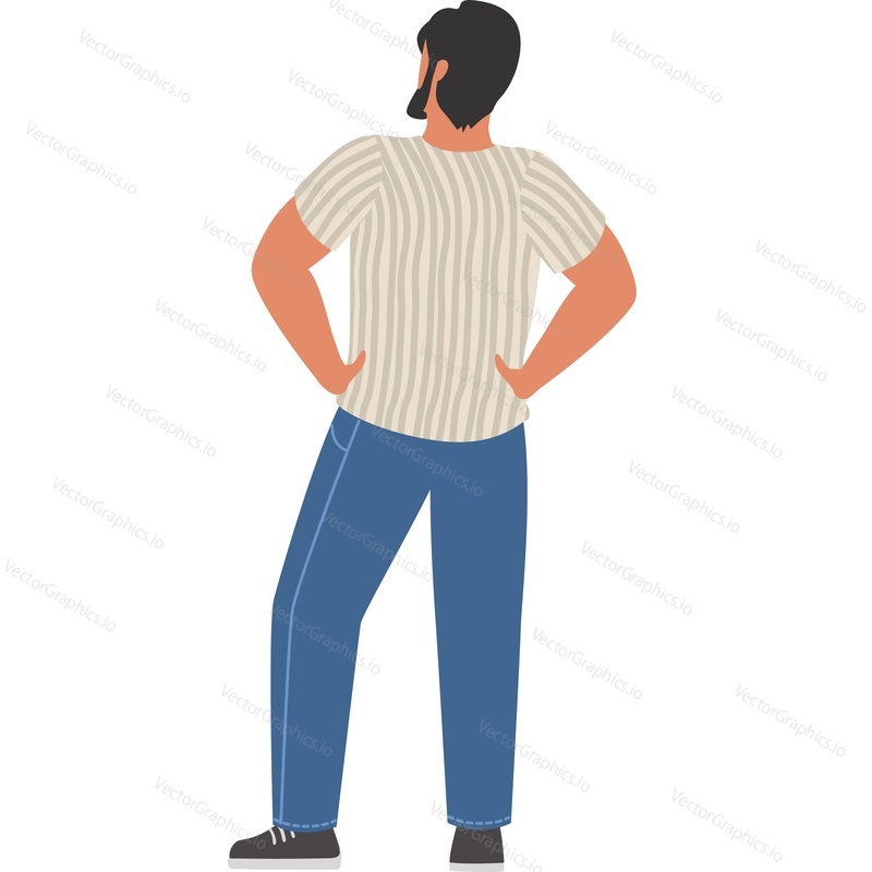 Serious man back view vector icon isolated on white background