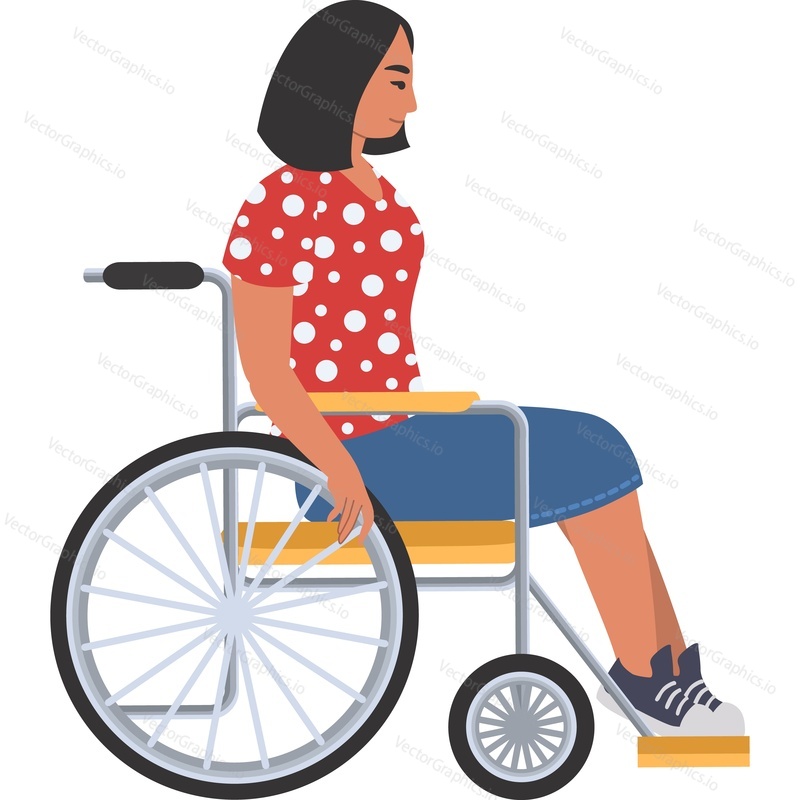Женщина в инвалидной коляске векторный значок, изолированный на белом фоне