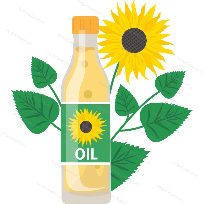 Sunflower oil production and merchandise vector icon isolated on white background