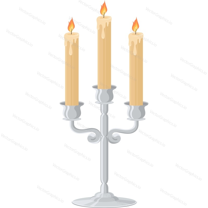 Candlestick with burning candles vector icon isolated on white background