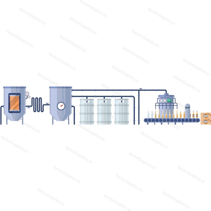 Brewery production line vector icon isolated on white background