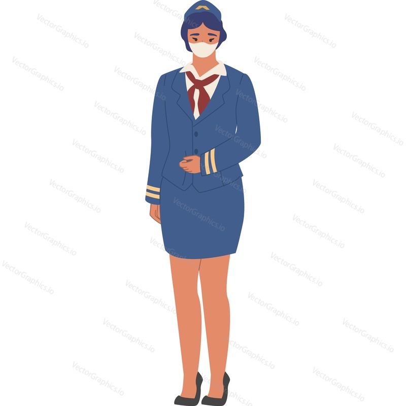 Stewardess wearing facial protective mask vector icon isolated background. Fight rules concept.