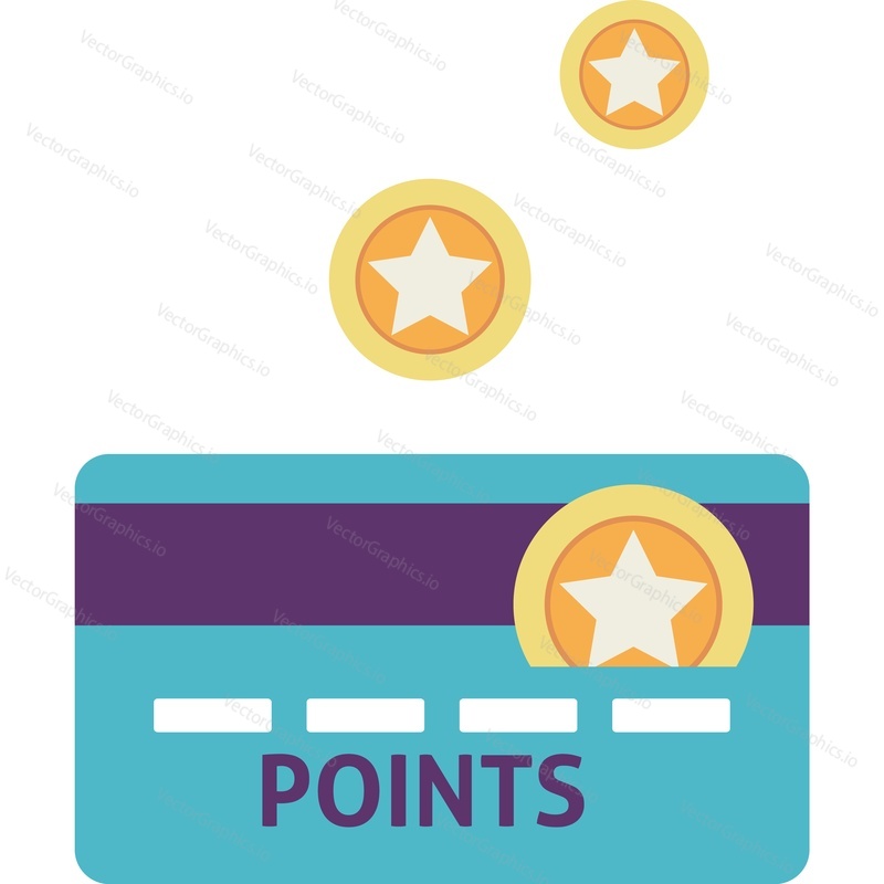 Points cashback bonus on credit card vector icon isolated on white background