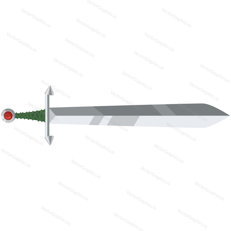 Viking sword vector icon. Barbarian battle dagger isolated on white background. Warrior steel sharp weapon illustration